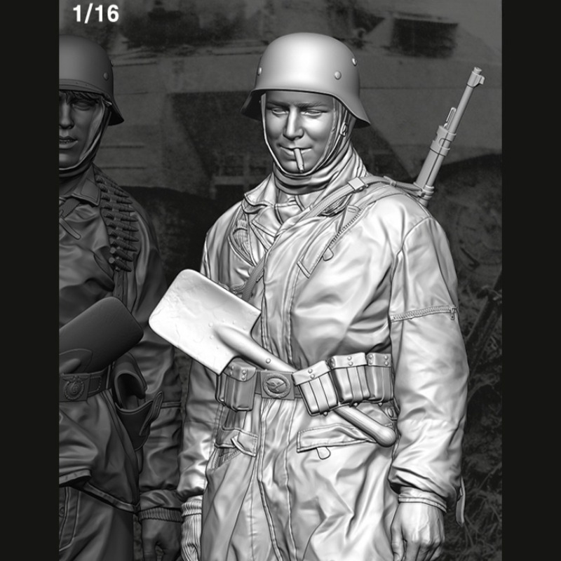 Model Kit In Era - Maßstab 1:16, Druckguss-Harzmodellfigur, Bausatz, Fallschirmjäger, Geschichte,