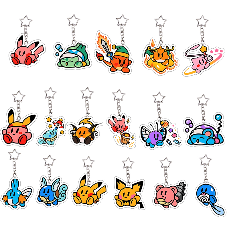 Model Kit Kirby - 6er-Set Charmander Acryl-Schlüsselanhänger Kawaii Cosplay-Requisiten Cartoon