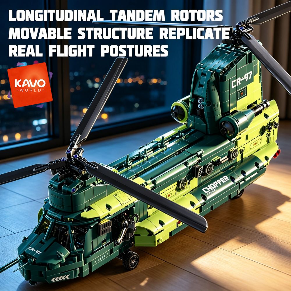 Model Kit In Era - KAVOWORLD 1826-teiliges 32-Zoll Schwerlast-Transporthubschrauber-Bausteinmodell Flugzeug-Spielzeug-Set Einfache